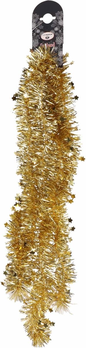 Gouden folie slinger met sterren 200 cm - Kerstslingers - Kerstboomversiering - Feestelijke decoratie
