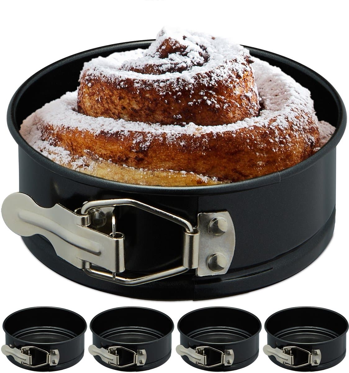 springvorm - klein - set van 5 - Ø 12 cm - rond - taartvorm - 250° C hittebestendig
