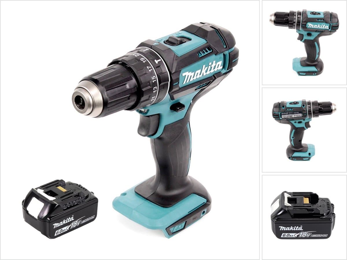 Makita DHP 482 G1 accu klopboormachine 18 V 62 Nm + 1x oplaadbare accu 6.0 Ah - zonder oplader