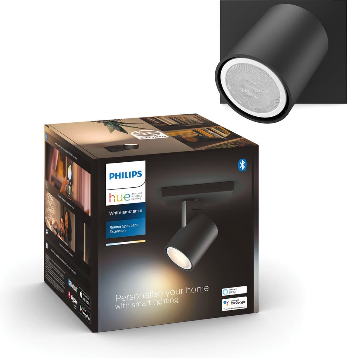 Philips Hue Runner opbouwspot - warm tot koelwit licht - 1-spot - zwart