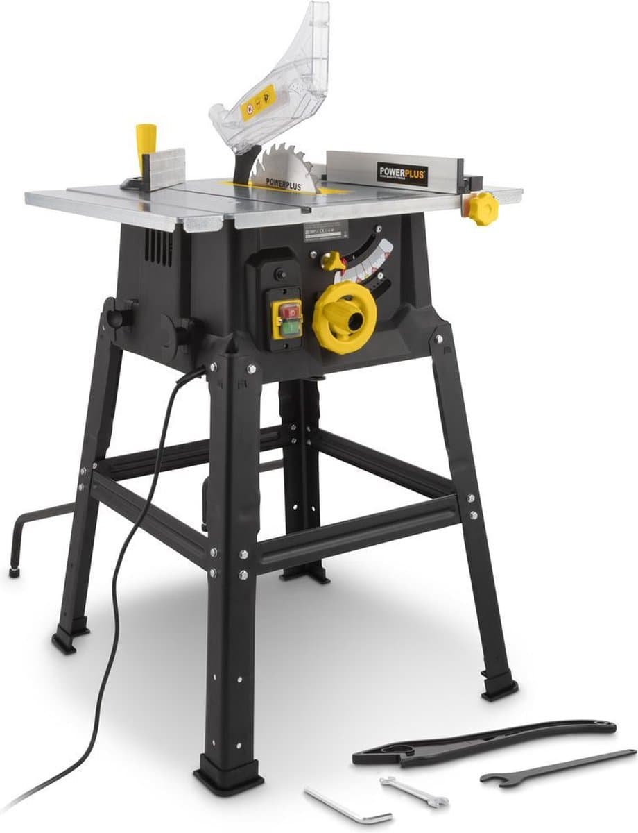 Powerplus elektrische tafelzaag POWX07590 - 4800W zaag, Ø210mm - recht, schuin, verstek - 479x469mm uitschuifbare tafel - met 1 acc.