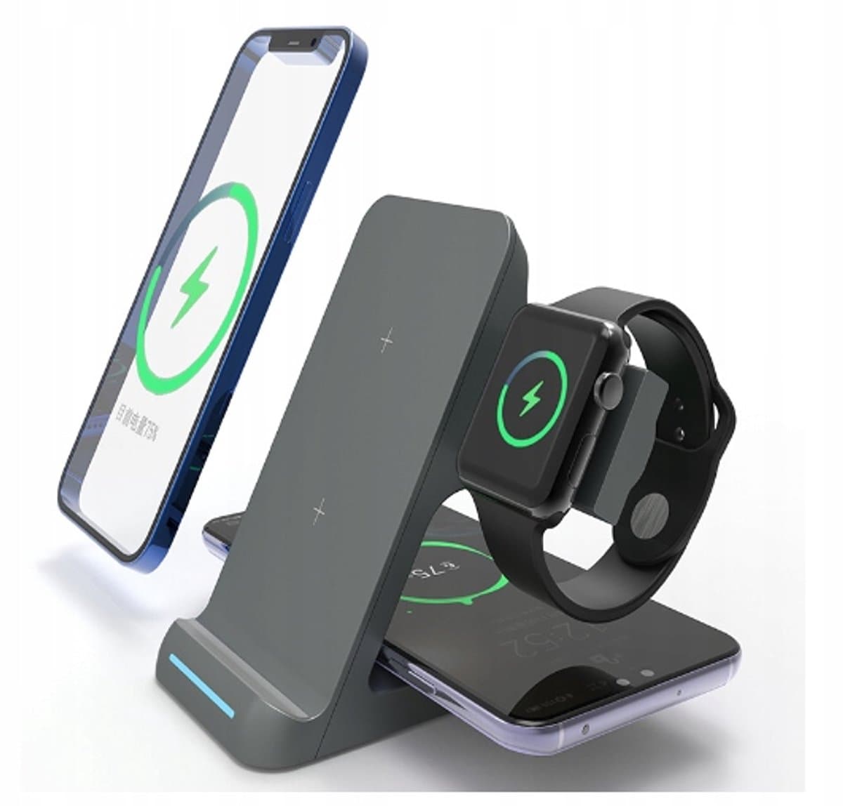 Draadloos Laadstation - Zenwire - Inductieve Oplader - draadloze oplader 3 in 1 inductieve - 15W snellader - Geschikt voor iPhone, Android Smartphones iWatch, AirPods & Samsung Galaxy Buds - GSM Lader - Wireless charger