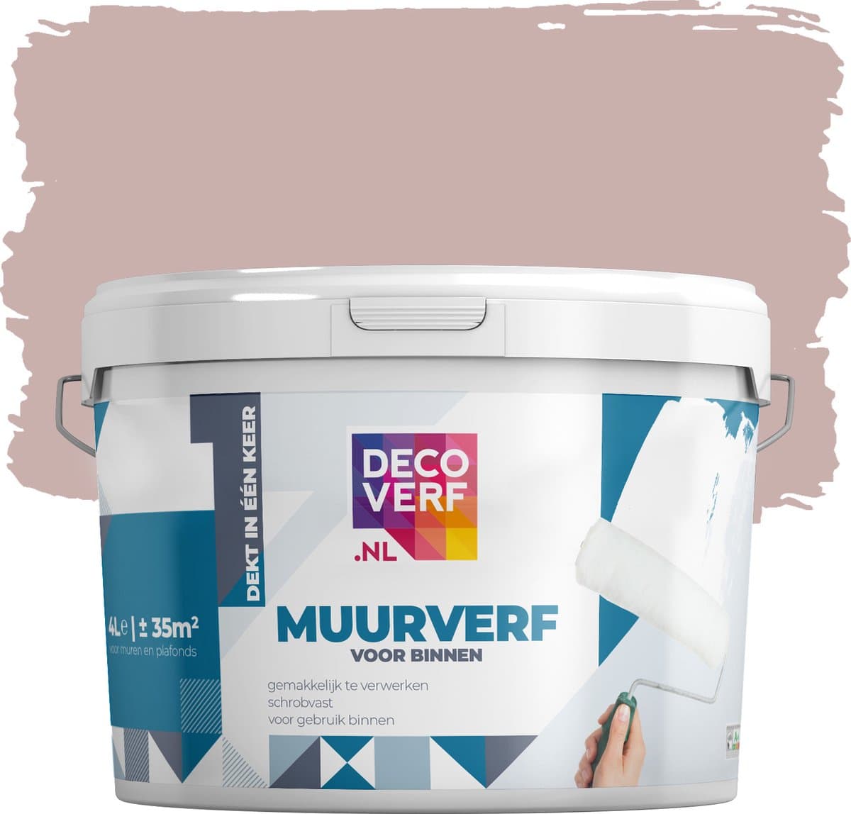Decoverf muurverf mat oudroze, 4L