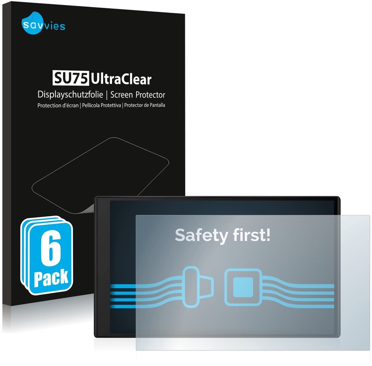 Savvies - Screenprotector voor Garmin DriveSmart 76 - Folie Beschermfolie transparant 6 Stuks