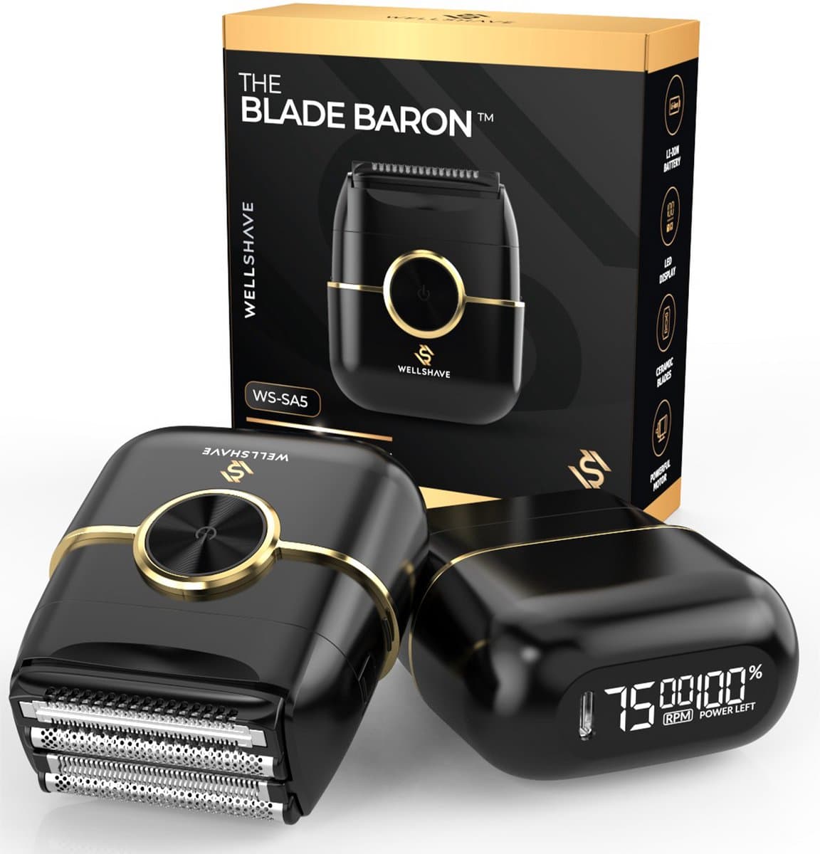 Wellshave® Scheerapparaat Mannen - 4 Blade Foil Shaver - Elektrische Shaver en Trimmer - Head Shaver - Blade Baron - Vaderdag Cadeau