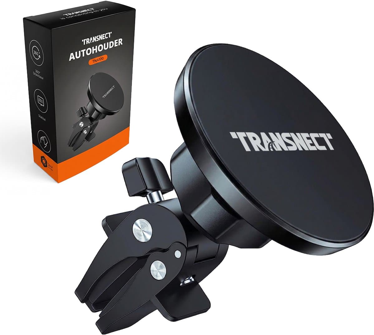TRANSENECT - Telefoonhouders Auto Magnetisch - Telefoonhouder Auto Ventilatie - MagSafe Autohouder Telefoon - Stevige Clip met Haak - 360° Rotatie - Universeel