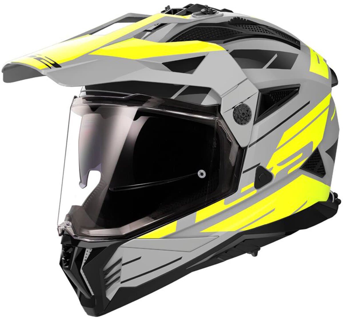 LS2 MX702 Pioneer II Namib Mat Grijs Fluo Geel Adventure Helm - Maat XL - Helm
