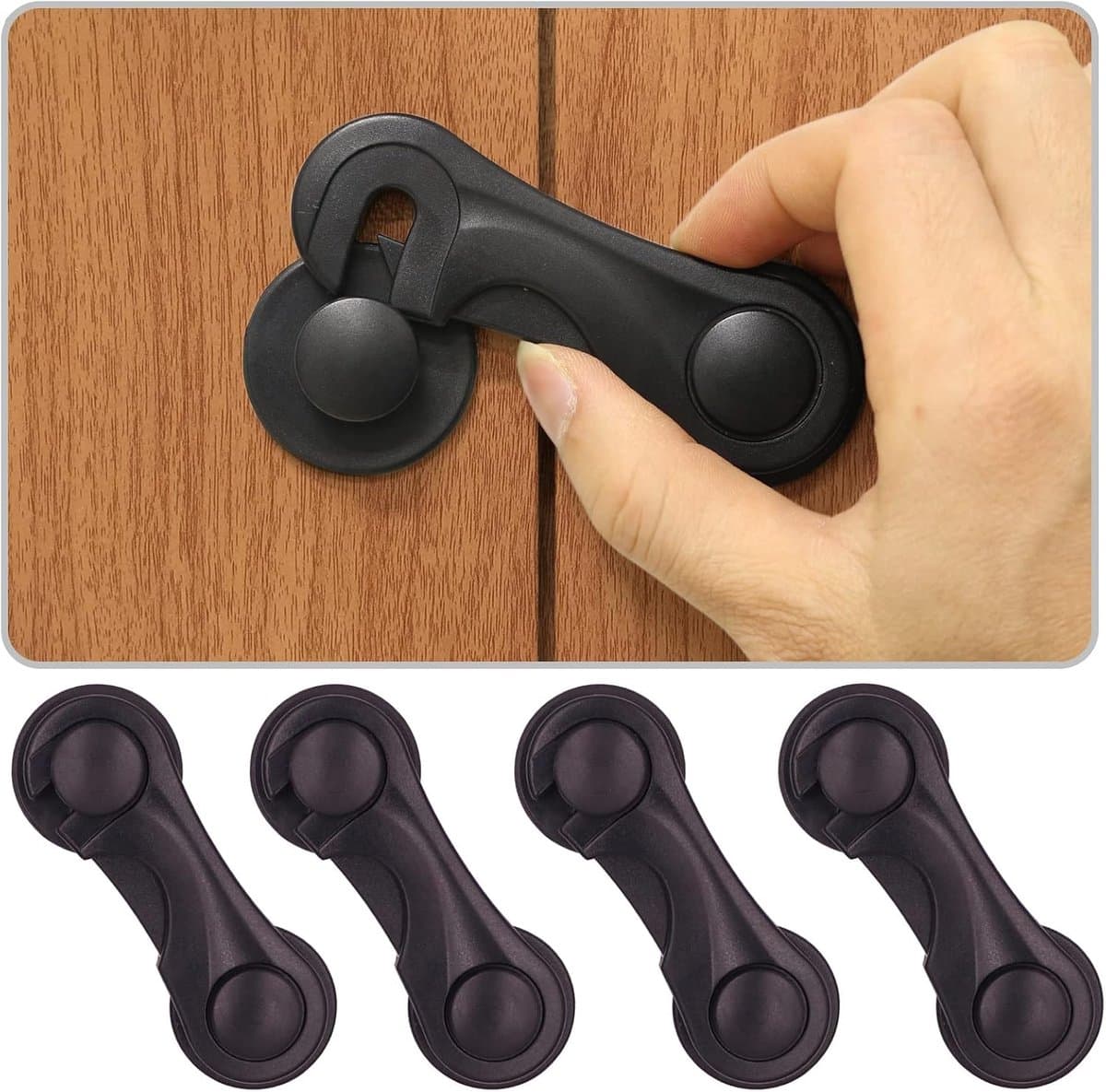 4 stuks - Kinderen veiligheid beveiliging slot sluiting - baby veiligheid koelkast slot - kast slot - op het openen van het slot - kast deur slot - zwart