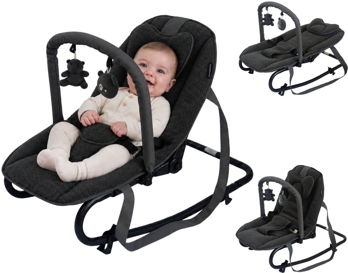 X Adventure Wipstoel Baby – Inklapbaar & Verstelbaar – Baby Schommelstoel met Speelboog – 0-9 Maanden – Donkergrijs