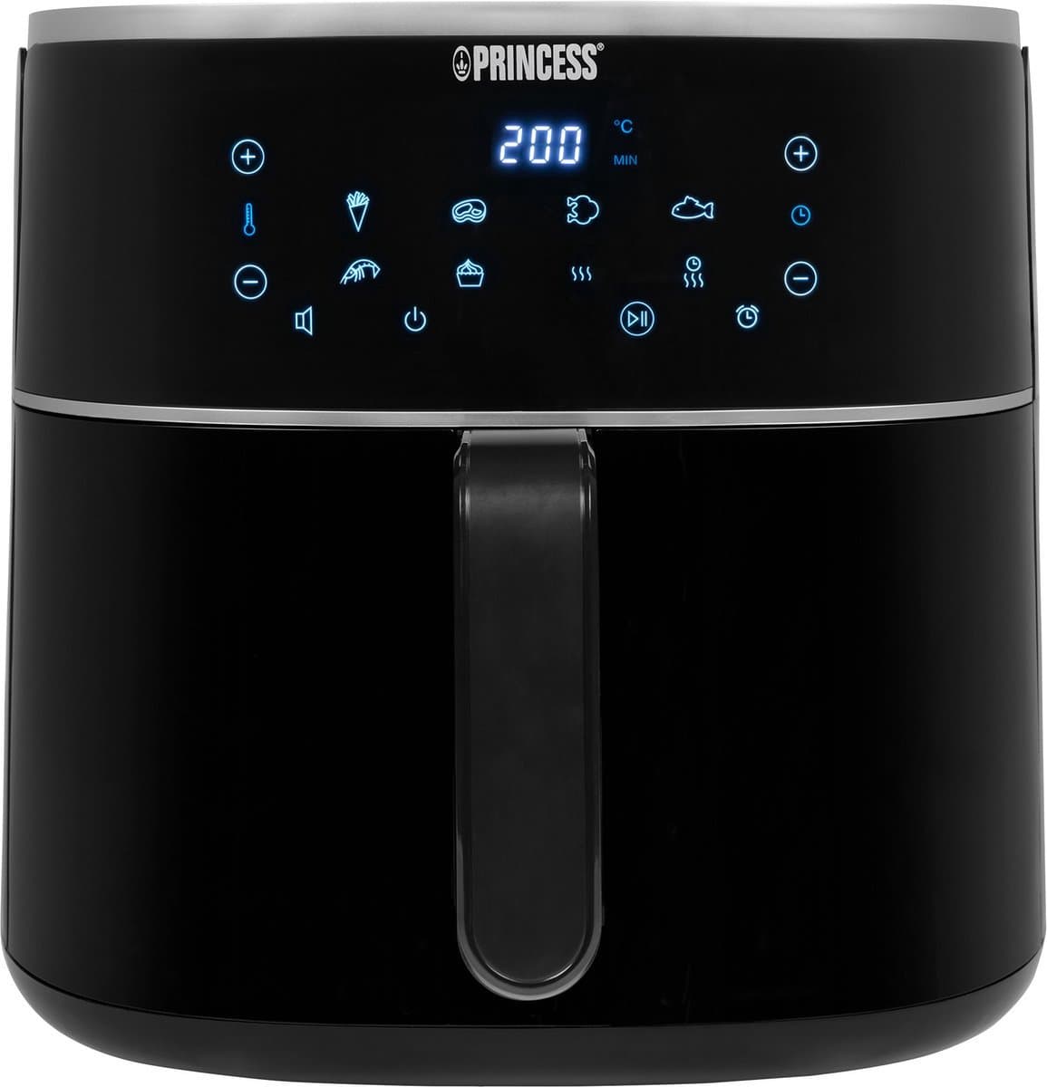 Princess Digitale Airfryer XXL 182254 - 8 liter - Extra Groot - PFAS vrij - Heteluchtfriteuse - Inclusief in hoogte verstelbaar Grillrack - Digital Touchscreen - 8 Automatische Programma's - 1800W - Zwart
