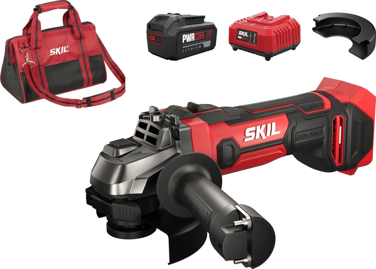 SKIL Haakse Slijper 115 mm Met Accu - 20V - Slijptol - Slijpmachine - Met Zijhandgreep & Beschermkap - Softgrip - Haakse Slijpers - Inclusief Draagtas, Snellader & 4,0ah Accu - Skil 3920 DD