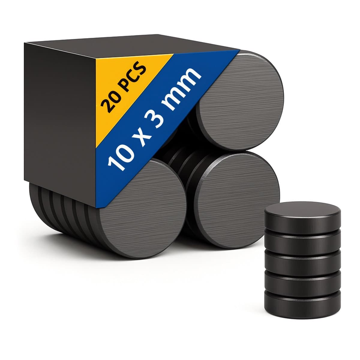 Super sterke Magneten - 10x3 MM - Magneten voor Whiteboard en Koelkast - Magneten voor Magneetbord - 20 Stuks - Zwart