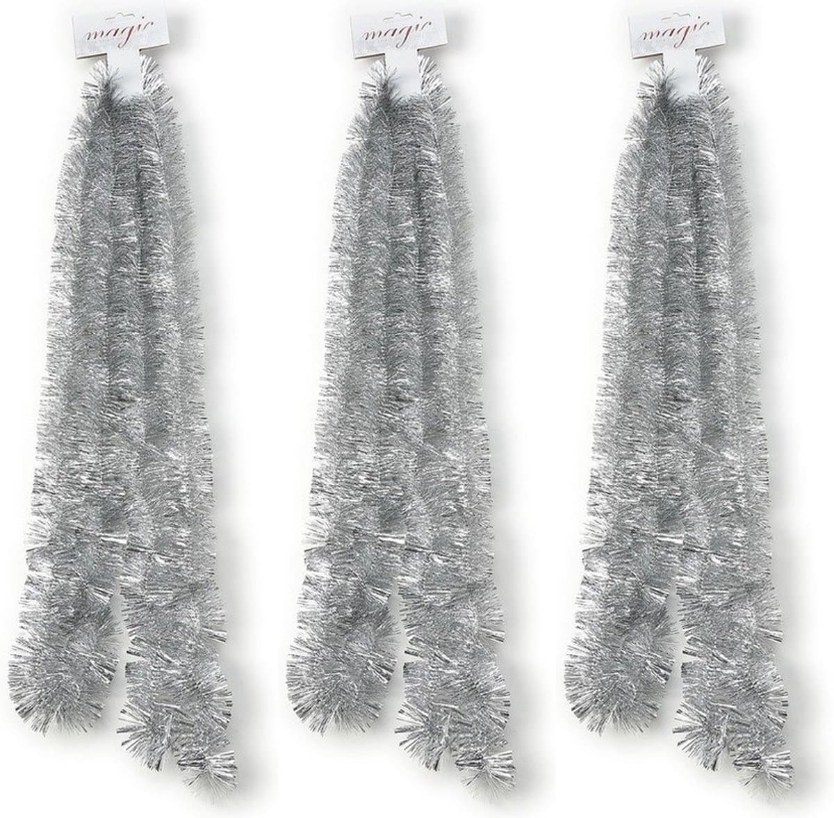 3x Kerstslingers zilver ca. 5 x 270cm - Guirlandes folie lametta - Zilveren kerstboom versieringen