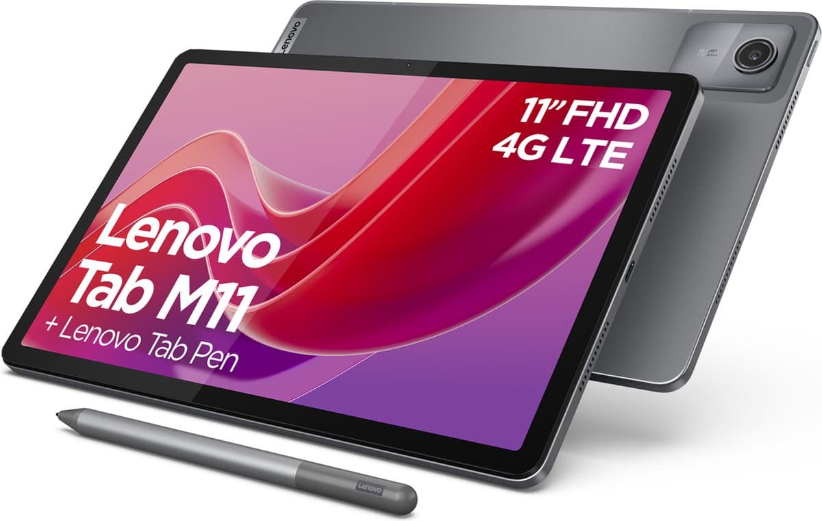 Lenovo Tab M11 – 4GB RAM – 128GB opslag – Inclusief Tab Pen – LTE – Grijs