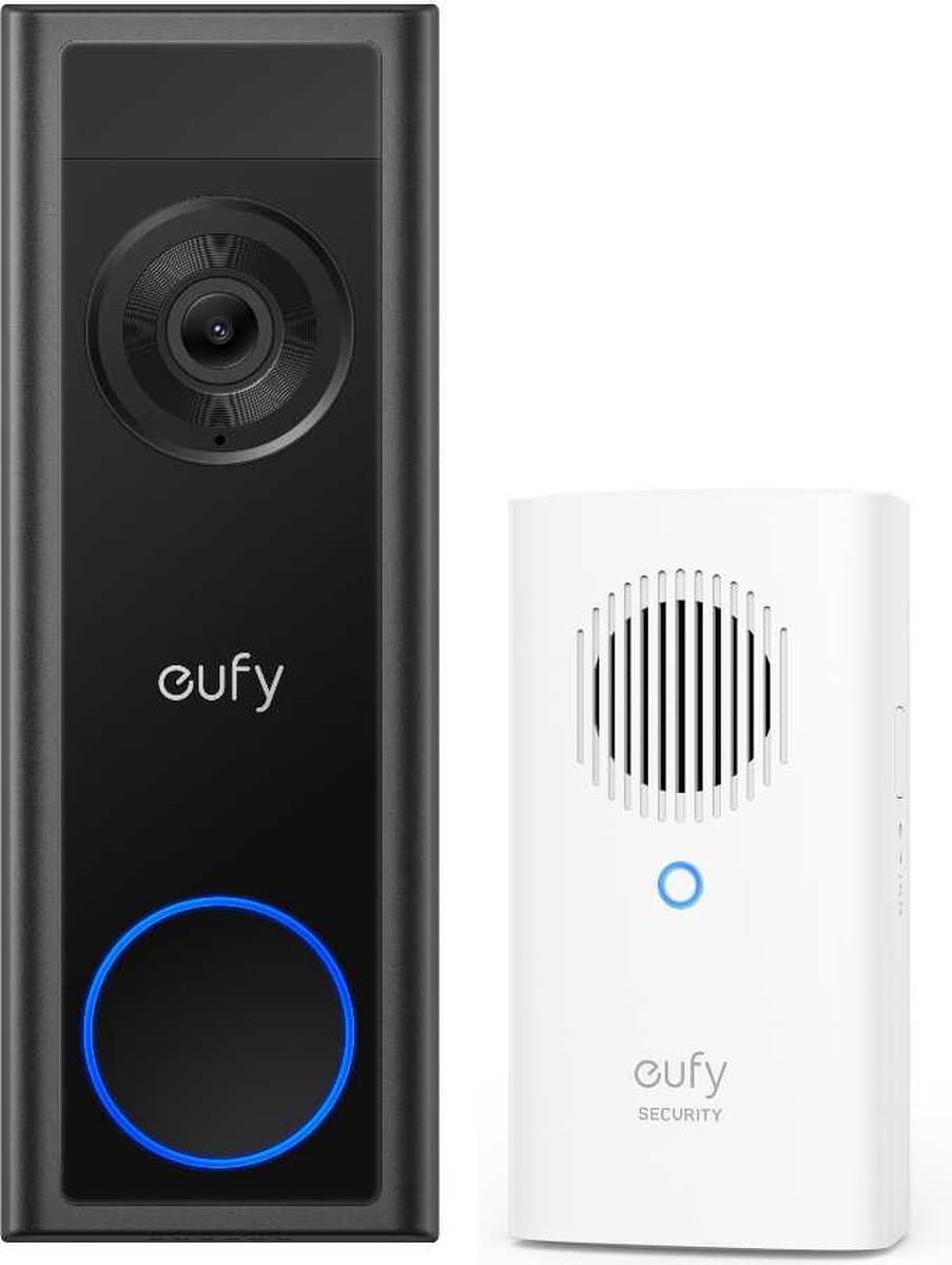 eufy Video Doorbell C30 + Chime - Voordeelbundel- 2K FHD - 16:9 Uitgebreid beeld - Eenvoudige installatie - Live videogesprek - Mens- en bewegingsdetectie - Compatibel met HomeBase S380 - Geen abonnementskosten
