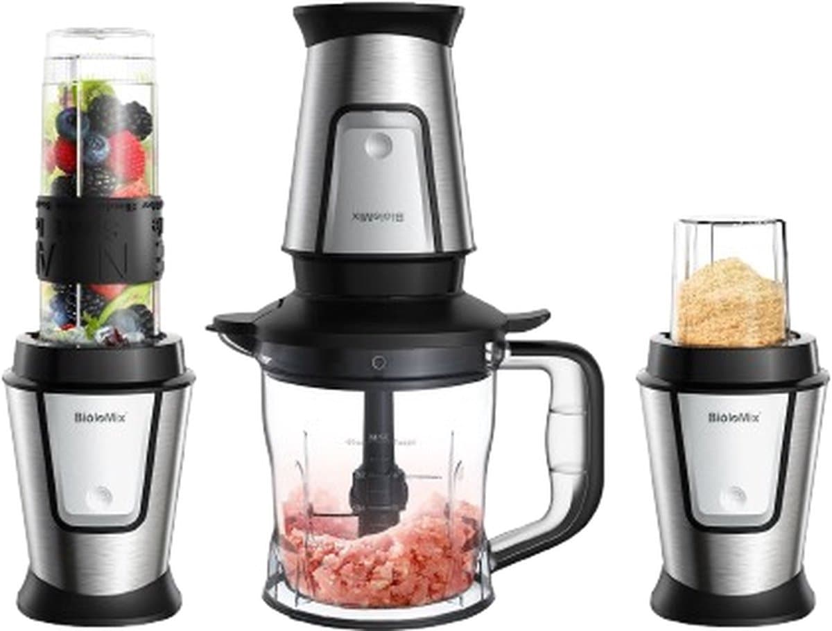 Ariqo 3-in-1 Keukenmachine - Foodprocessor - Keukenmixer - Blender - Smoothie Juicer - Draagbaar - 700W - RVS - Incl. Accessoires