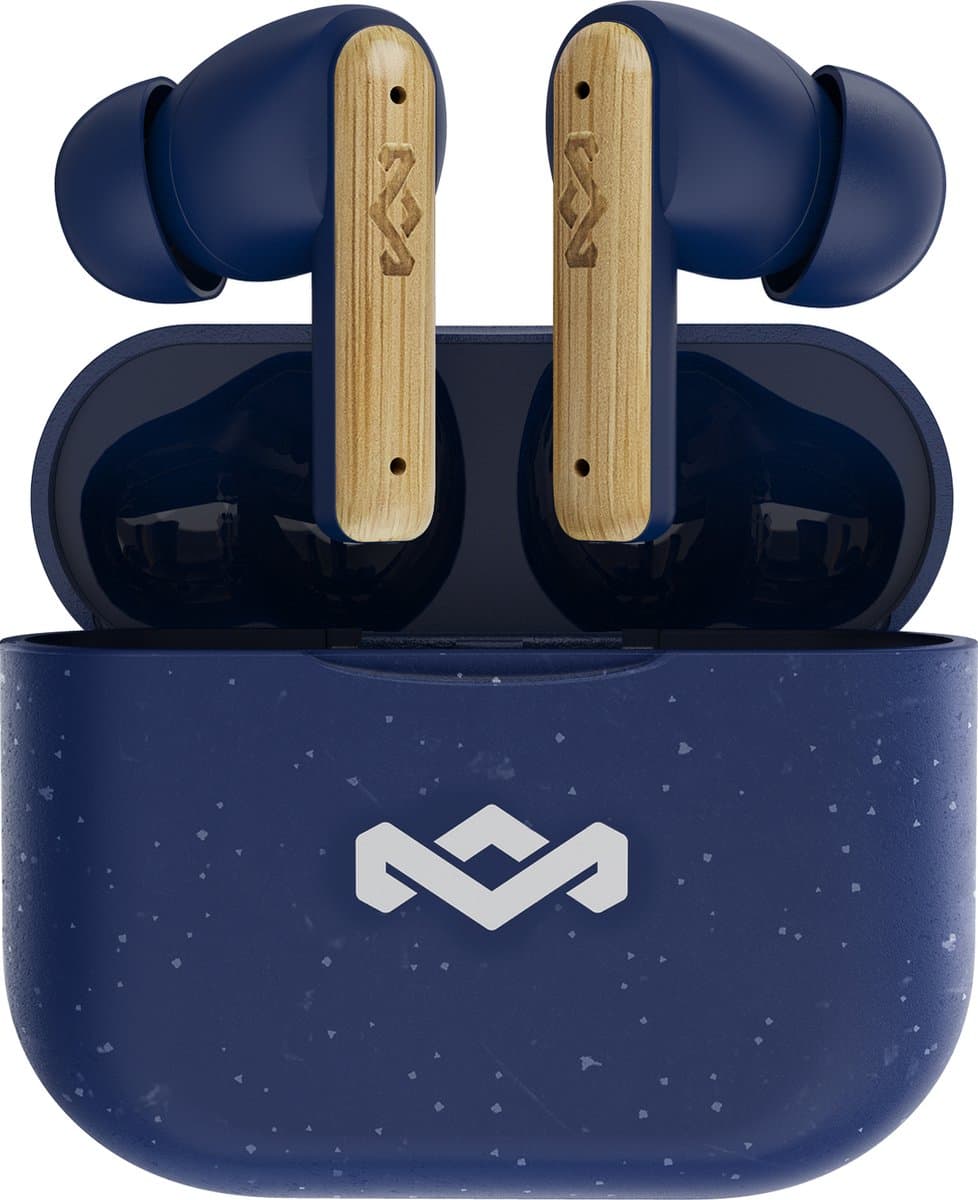 House of Marley Little Bird Oortjes Draadloos - 24 uur Batterijduur - Draadloze Oordopjes - Bluetooth - Eco Friendly Design - Quickcharge - Touchbediening - Blauw
