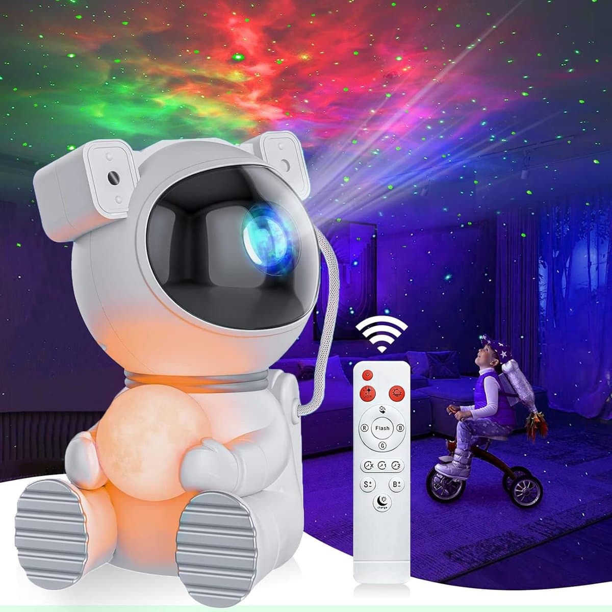 Mobstore - Astronaut Sterren Projector - NIEUW 2 in 1 model - Sterrenhemel Projector - Sterrenlamp - Galaxy Projector - Afstandsbediening - 15+ kleurcombinaties - Maanlamp nachtlampje