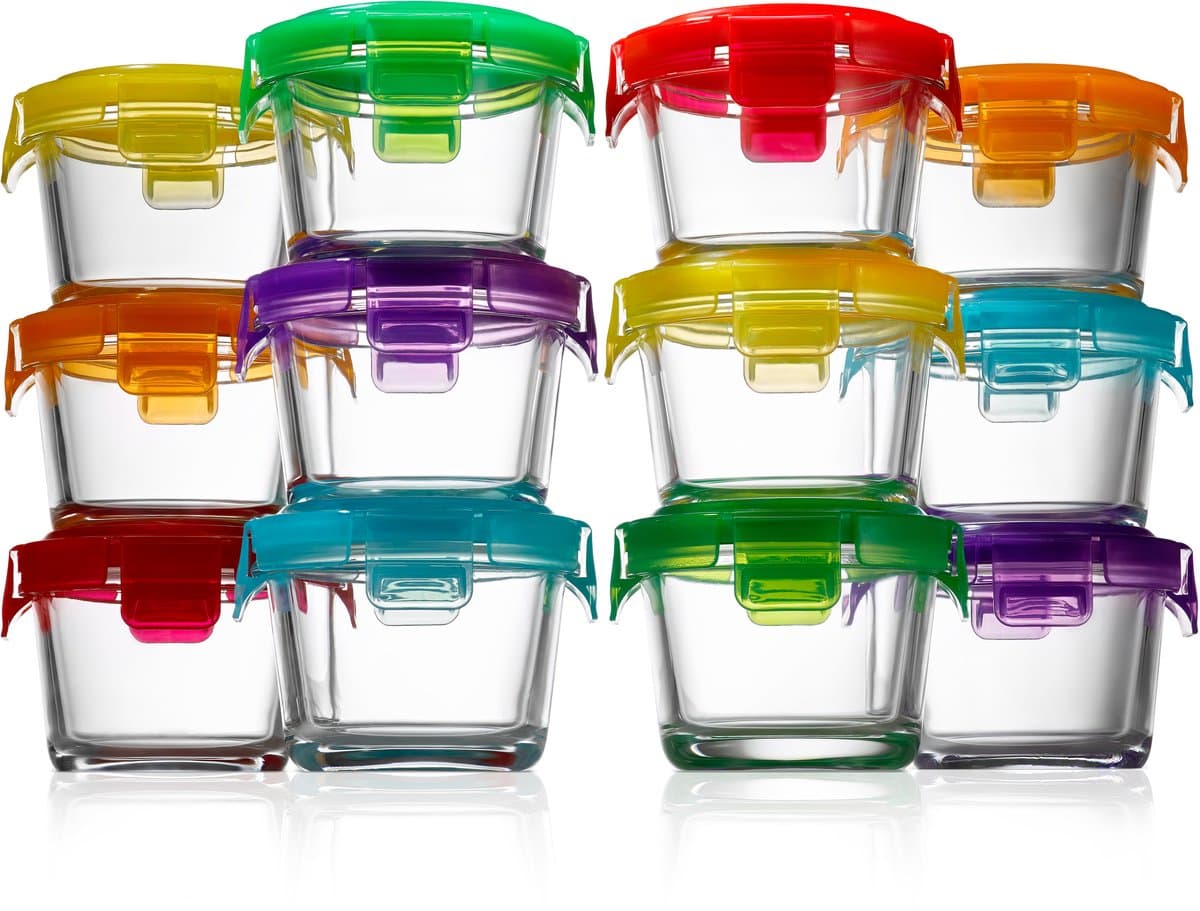 NutriChef Glazen Vershouddoos Set - 12-Delig met Deksel - Meal Prep Bakjes - Magnetron en Vriezer Bestendig