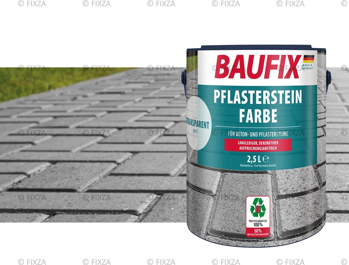 BAUFIX Bestrating Verf – Transparant – Mat 2,5L – Betonverf Buiten voor Tuintegels, Terras en Oprit – Slijtvaste Steenverf