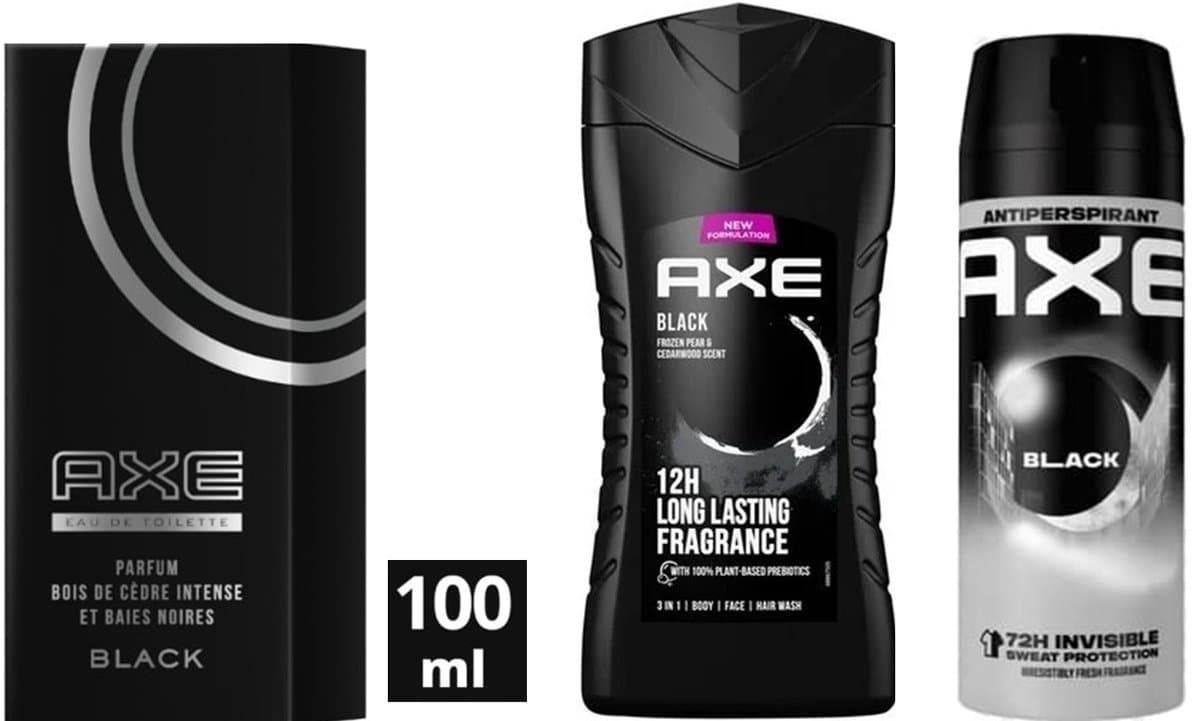AXE Black - SET - Eau de Toilette 100 ml / Douchegel / Deo Spray 72H Dry