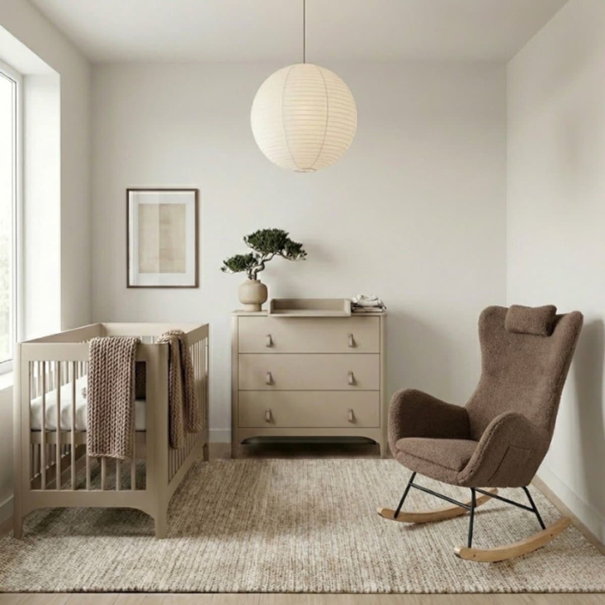 Born Lucky Nordic Meegroei Babykamer 2 Delig Compleet – Baby bed 70x140 cm & Commode – Beige