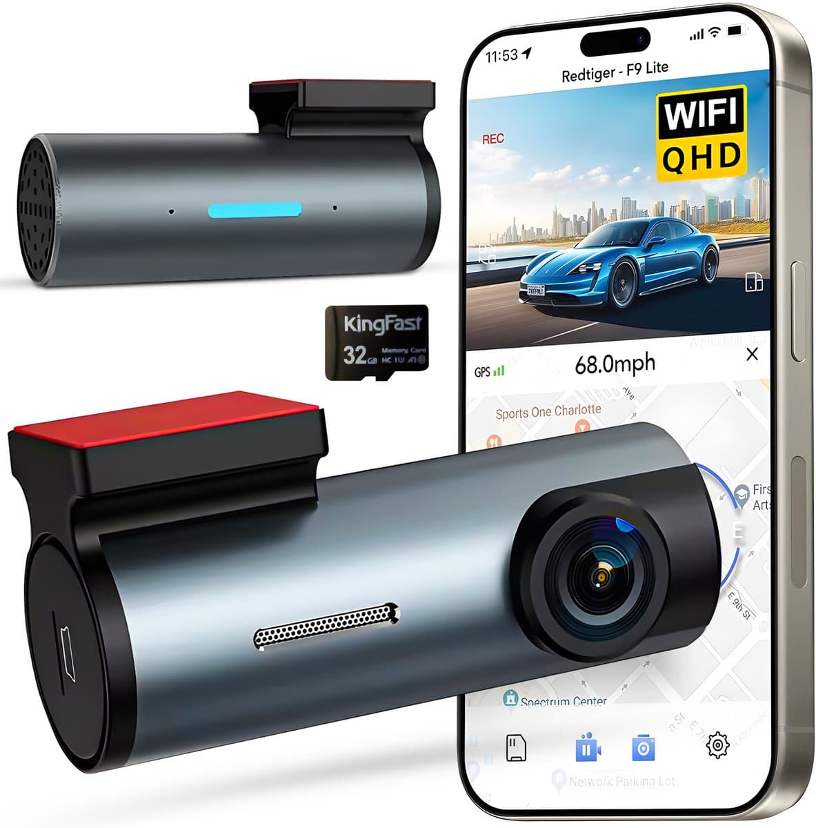 Azorix Dashcam Pro WiFi - 1080p Full HD Camera - Dashcam voor Auto - Nachtzicht & Botsingdetectie - Looprecording - Incl. 32 GB SD-kaart