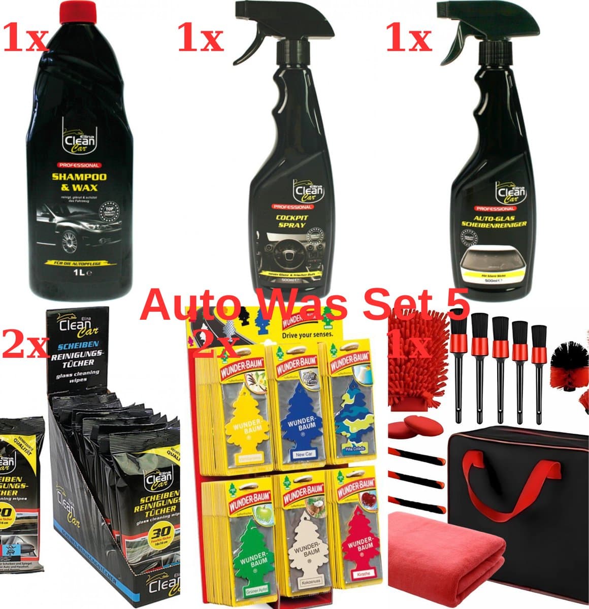 Elina Clean Car-Auto Was Set-Autoaccessories-Auto geurverfrisser-Auto Luchtverfrisser-Auto Schampoo Wax-Auto Schoonmaak Producten-Auto Snel Oplader