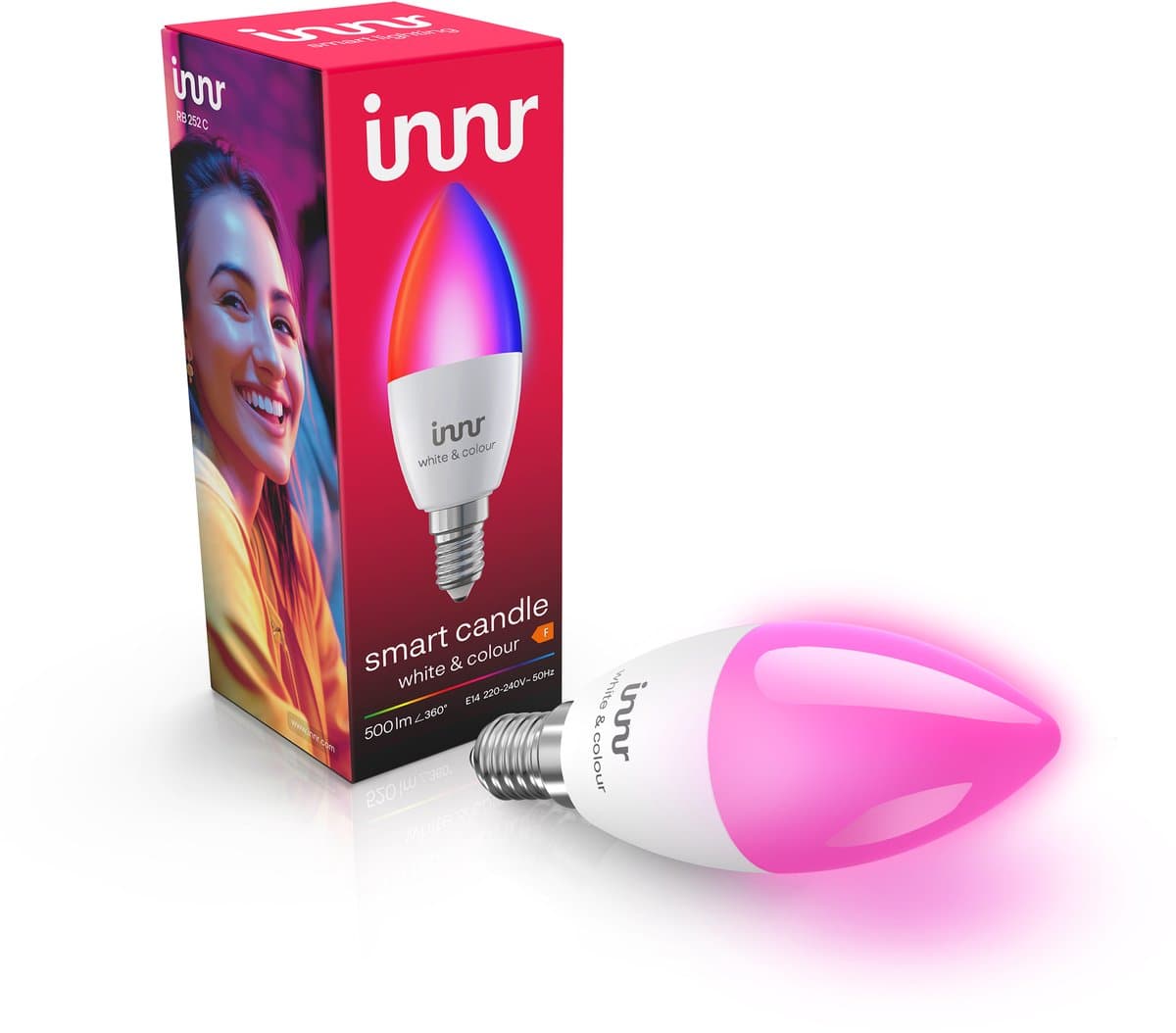 Innr Smart E14 lamp - Zigbee - geschikt voor Philips Hue - LED Bulb - wit en gekleurd licht - slimme kaarslamp - ledlamp dimbaar - 500 lumen - 1 pack