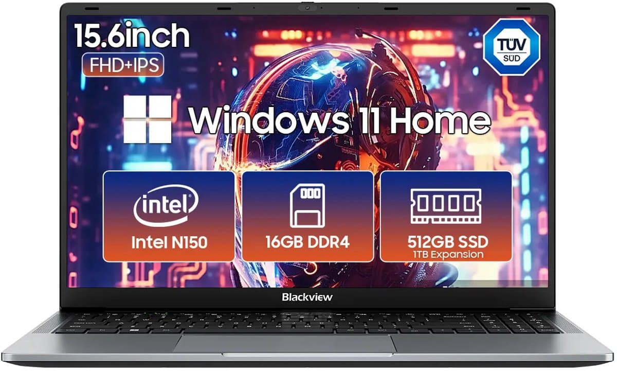 Blackview AceBook 6 Laptop - 15,6 inch Full HD - 16 GB RAM - 512 GB SSD - Intel N150 - Windows 11 Notebook - UHD Graphics - Grijs