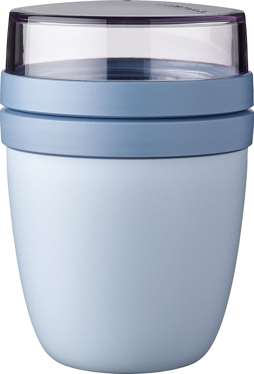 Mepal Lunchpot Ellipse - 500 ml - Yoghurt en Muesli beker to go - Geschikt voor vriezer. magnetron en vaatwasser - Nordic blue