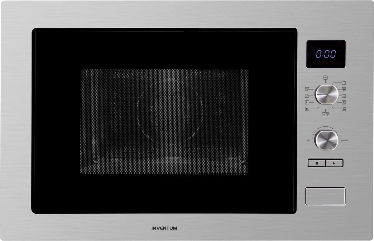 Inventum IMC6032F - Inbouw combi-oven - Hetelucht - Magnetron - Grill - 32 liter - 38 cm hoog - Tot 220 graden - RVS/Zwart