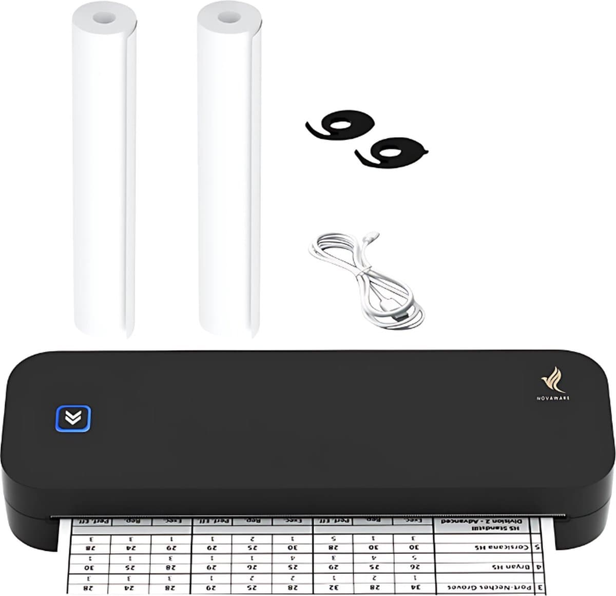 NovaWare® Thermische Printer A4 - Sticker Printer - Pocket Printer - Mini Printer voor Mobiel / Laptop / tablet - Verzendlabel - Barcode - Tattoo - Portable Printer - Shipping Label - Zwart