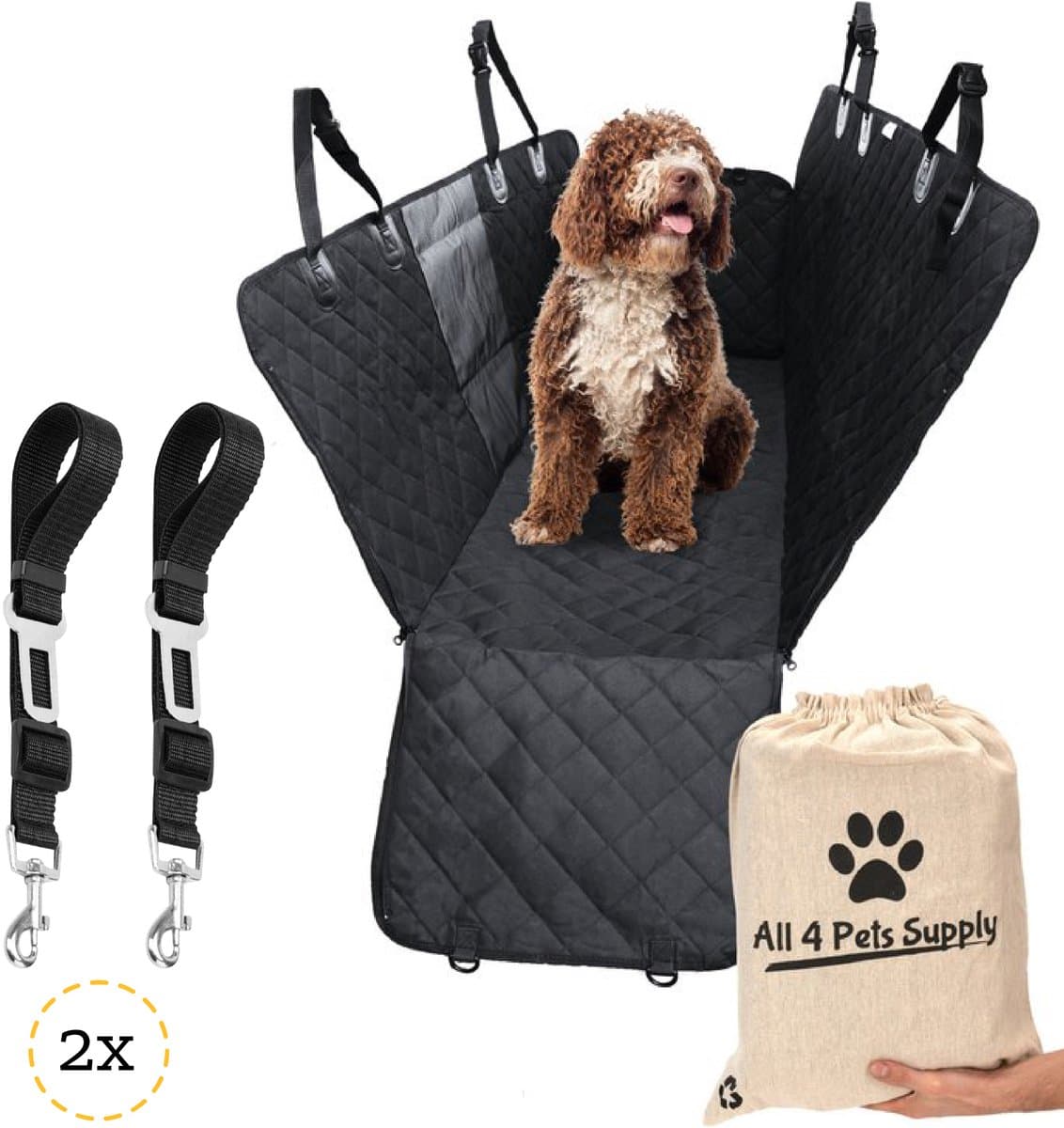 Hondendeken Auto Achterbank - Inc. 2 Riemen & Opbergzak - Hondenkleed - Autodeken Hond - Hondenmand Auto - All 4 Pets Supply