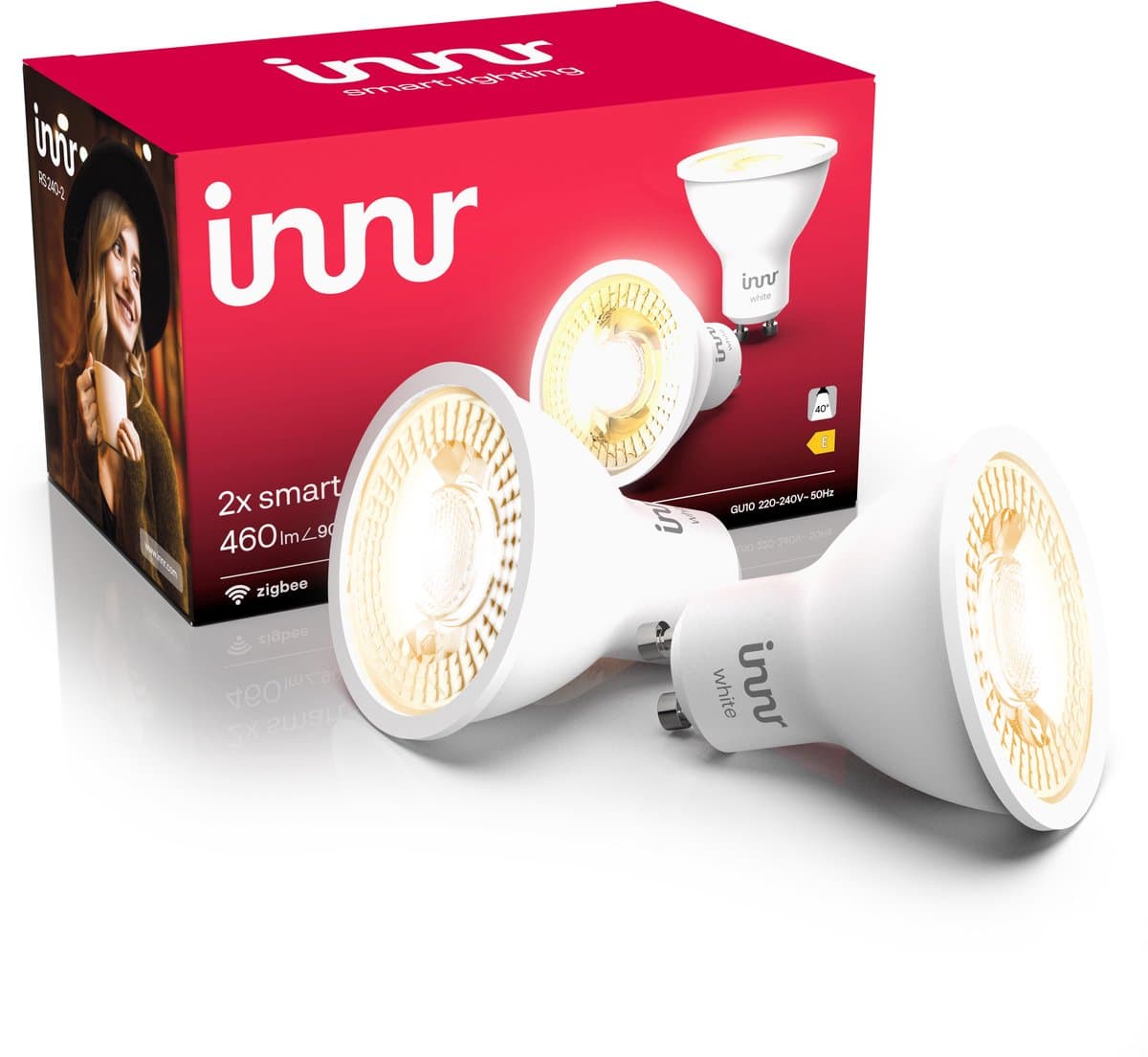 Innr smart GU10 LED lamp - geschikt voor Philips Hue - Zigbee LED spot - warm white - slimme lamp - dimbaar - 460 lumen - 2 pack