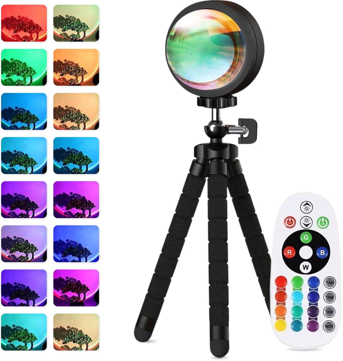 Sunset Lamp - incl afstandbediening - Tiktok Projectielamp - Sfeer Projector - Verlichting - 16 kleuren - Luft