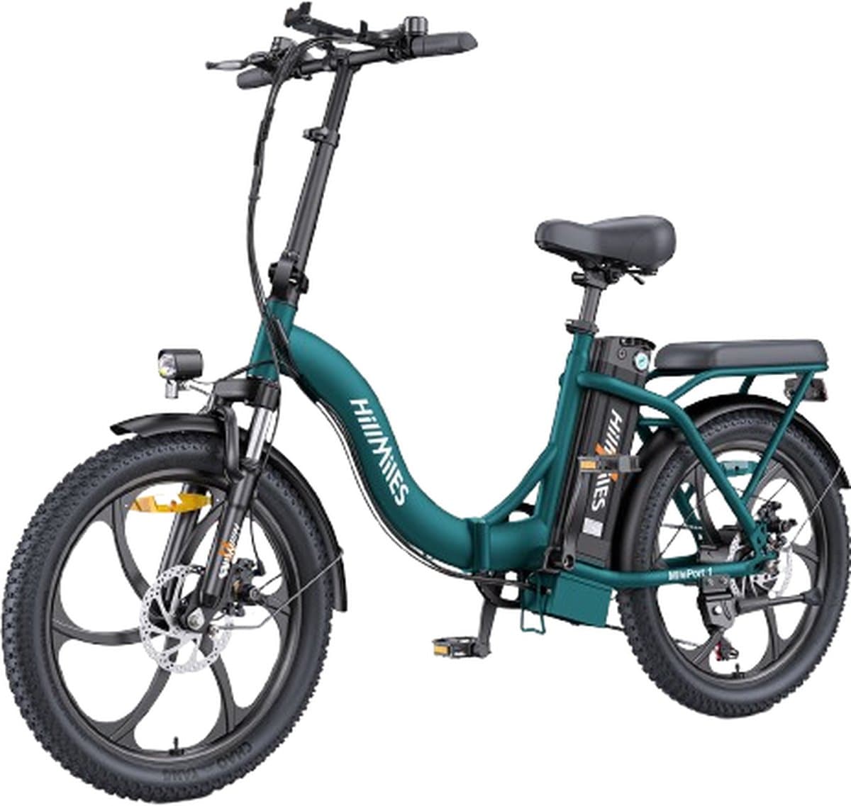 HillMiles MilePort 1 Elektrische fiets - 20 inch opvouwbare e-bike - 250W motor - 36V 13Ah uitneembare batterij - Actieradius tot 80 km - Elektrische stadsfiets - Groen