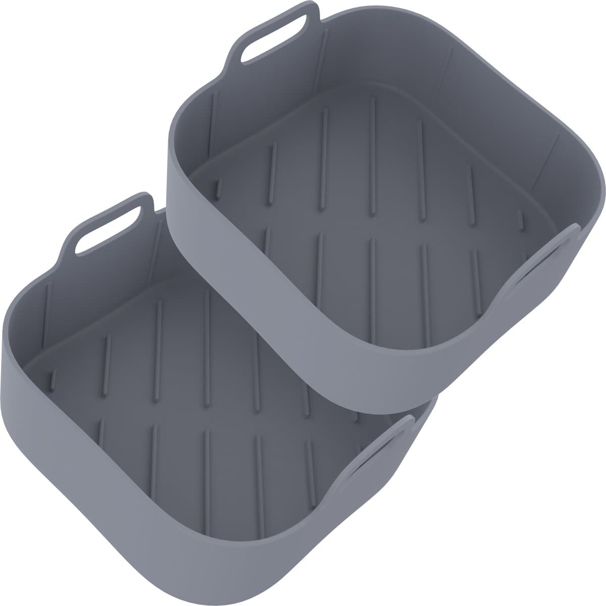 KitchenLove Airfryer Bakjes Siliconen XL - 2 Stuks - Vierkant Mandje - Bakpapier Alternatief - Accessoires - BPA Vrij - 20CM