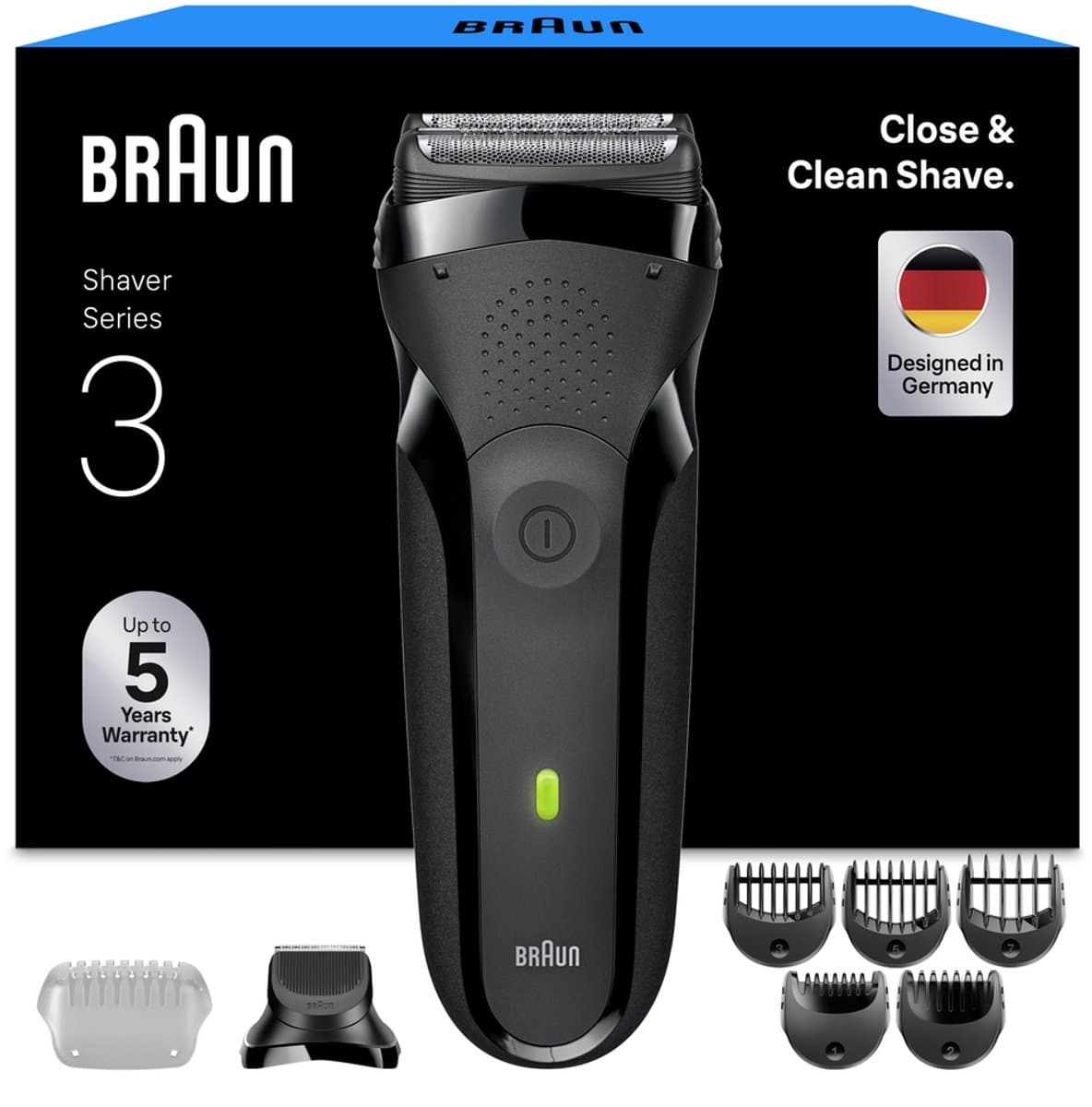 Braun Series 3 300BT Elektrisch Scheerapparaat + Baardtrimmer Opzetstuk - Grijs - Scheerapparaat voor Mannen