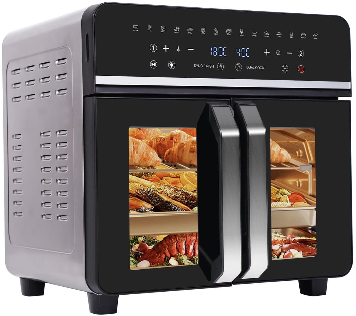 Heteluchtfriteuse XXL 23L met 2 Zones – Airfryer Oven 2200W – 15 Programma’s – LED Touchscreen – Incl. Receptenboek