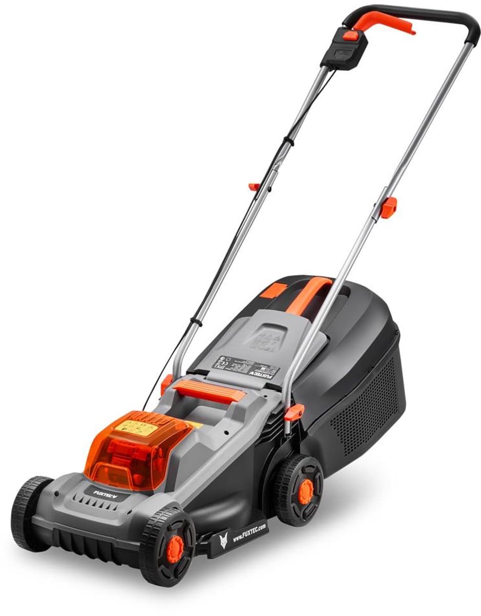 FUXTEC 20V grasmaaier accu, maaier voor kleine tot middelgrote tuinen, grasopvangbak van 30 liter, maaibreedte 30 cm, geluidsarm/licht FX-E1RM20ECO