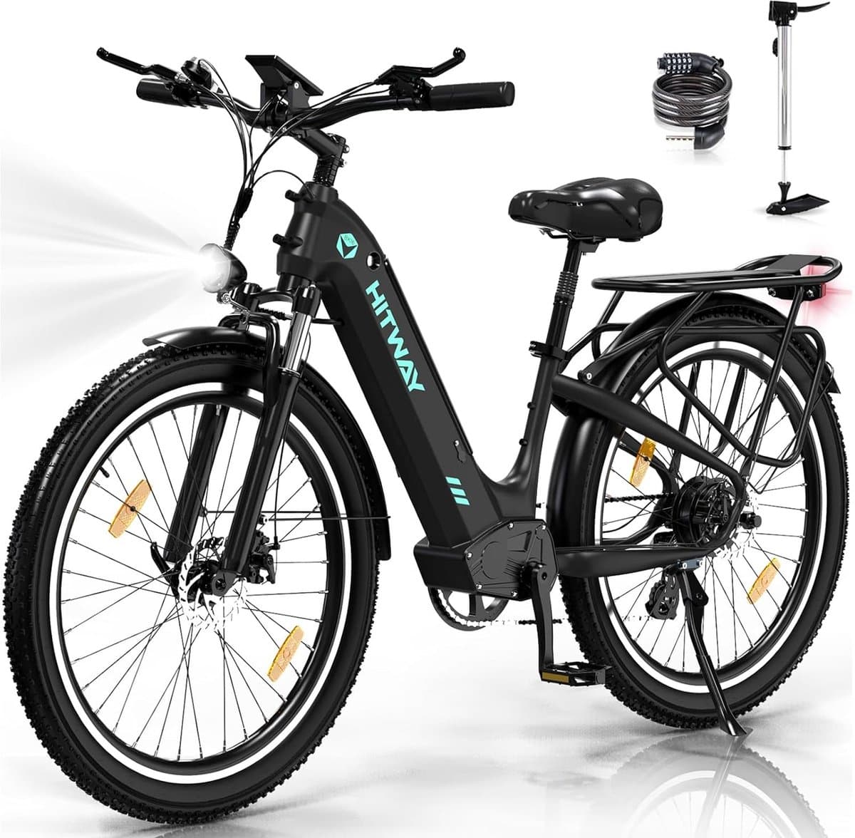 Hitway Elektrische Fiets BK16 - Trendy 26*3.0 Inch City Commuter EBike met Afneembare 48V 18Ah Lithium Batterij - Mountain E-Bike met 250W Motor - 7 Versnellingen - IP54 Waterdicht