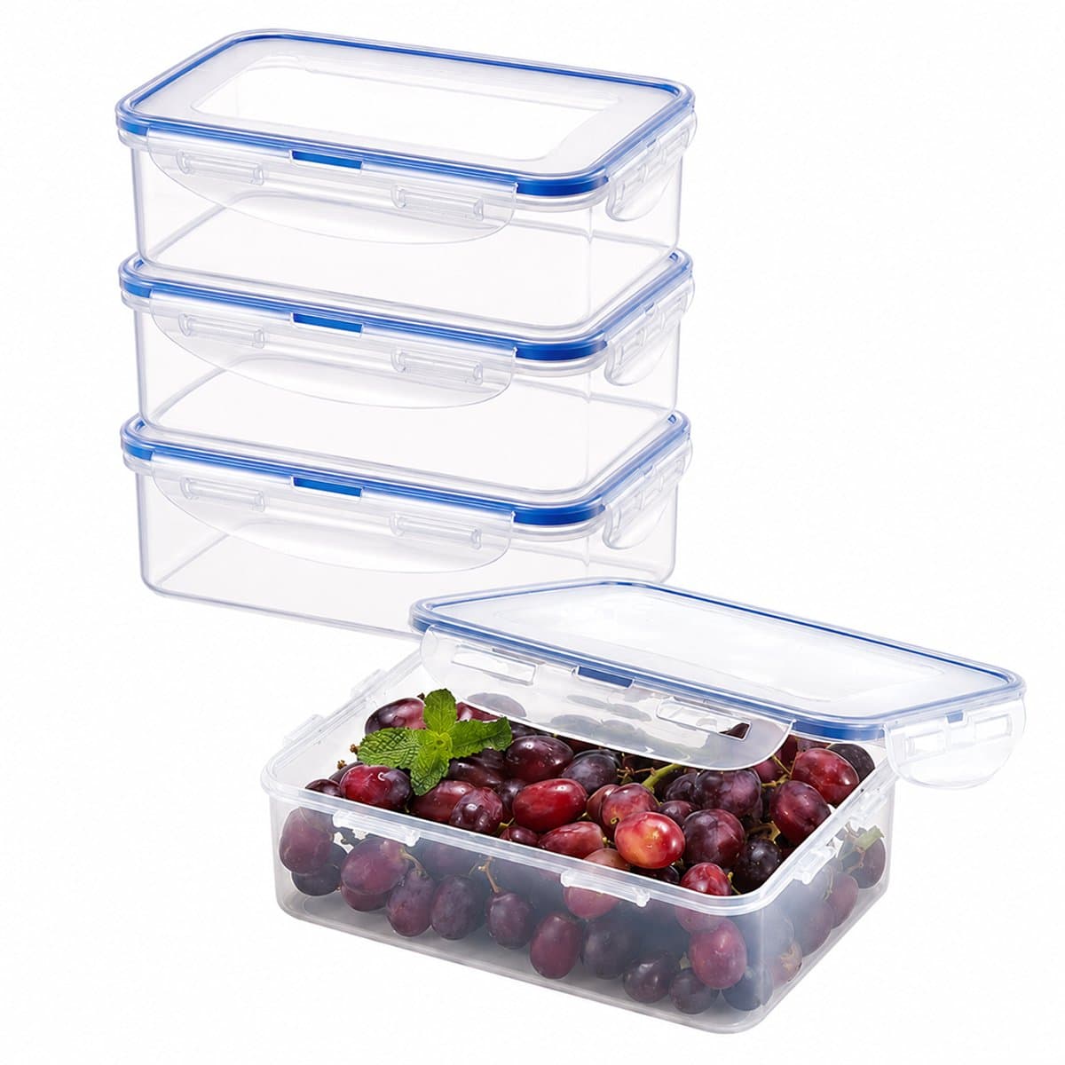 Lock&Lock Diepvriesbakjes - Meal prep bakjes - Vershoudbakjes - 1,6 liter - Set 4 stuks - 100% Lekvrij - BPA vrij - PFAS vrij - Magnetron bakjes met deksel - Diepvriesdozen - Bewaarbakjes - Vershouddoos - Transparant
