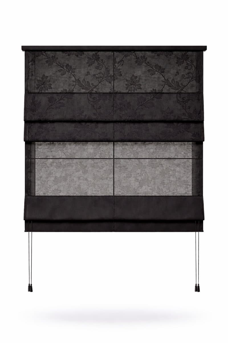 Vouwgordijn Madécostore – Lichtdoorlatend – 45x175 cm – Zwart met print – Met aluminium rail en zelfblokkerend systeem