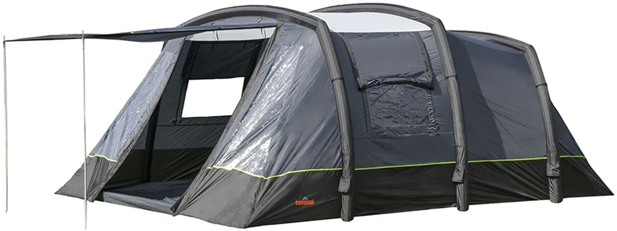 Campout 6-Persoons Familietent Opblaasbare Tunneltent – 5000 mm Waterdicht – 2 Slaapcabines – 19 m² – 15 min Opzettijd – Incl. Pomp & Luifel