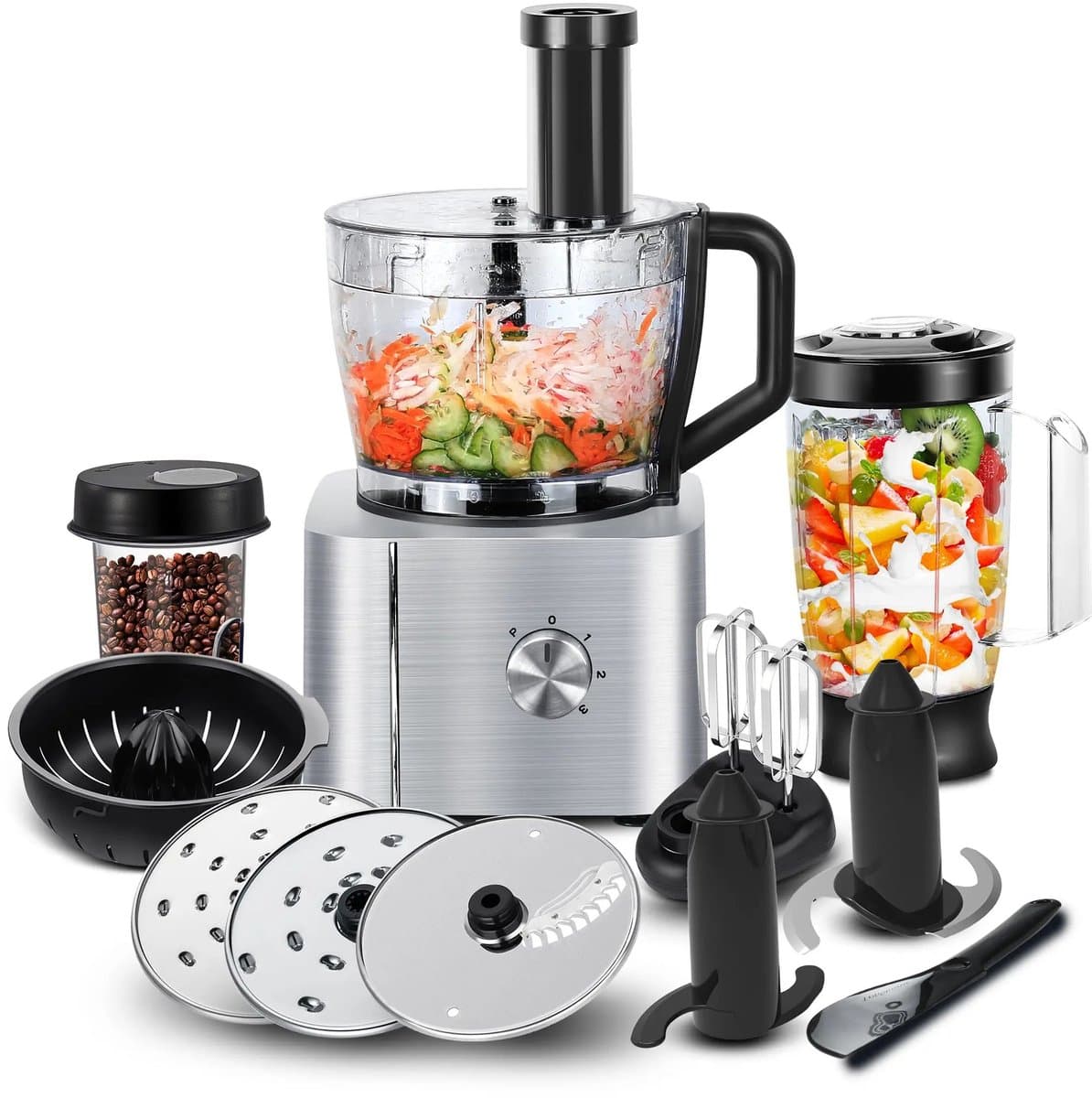 M-Goods - Keukenmachine 11-in-1 - Foodprocessor - Blender - Keukenrobot - 1100W - 3,2L - Zilver