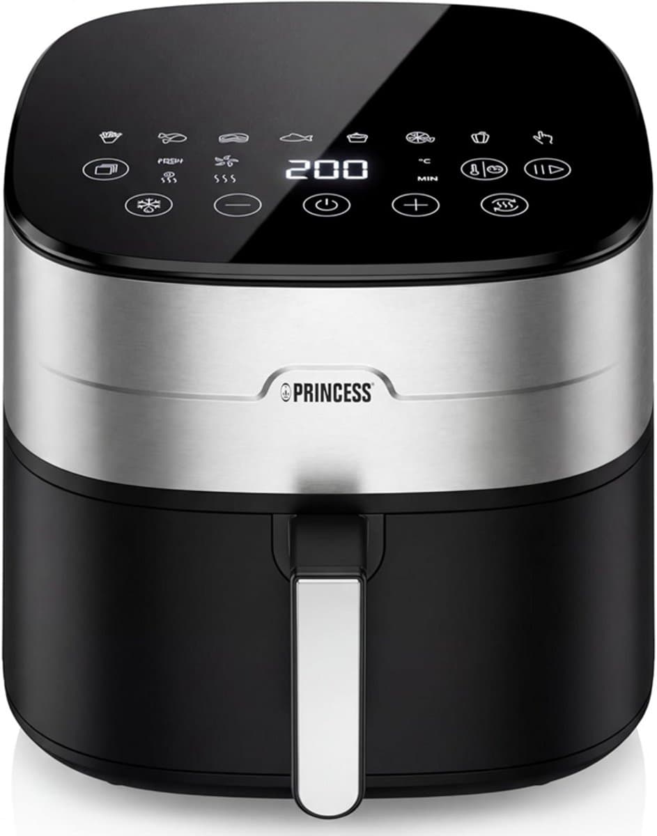 Princess 182280 Digitale Airfryer 8L - Dual heating - Dubbel verwarmingselement - 2000W - PFAS-vrij - XXL Gezinsformaat - Makkelijk schoon te maken