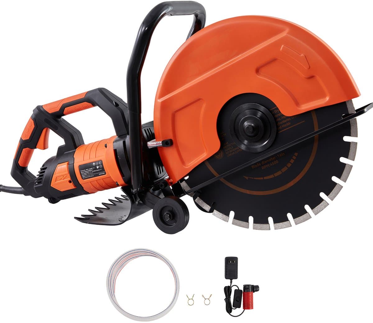 Elektrische Betonzaag Van, 16 Inch, 3200 W, 15 A Motor Cirkelzaag met Maximaal 6 Inch Instelbare Zaagdiepte, Natte Schijfzaag met Waterleiding