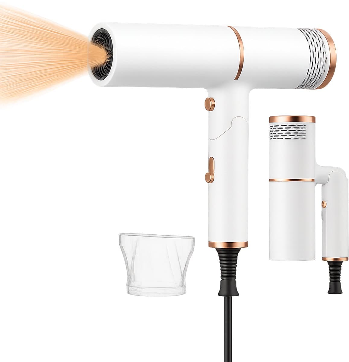 BlowSense® TravelDry - Reisföhn Opvouwbaar - Haardoger Compact - Salonkwaliteit op Reis - Opvouwbare Föhn - 1400W - Parel Wit - 2026 Model