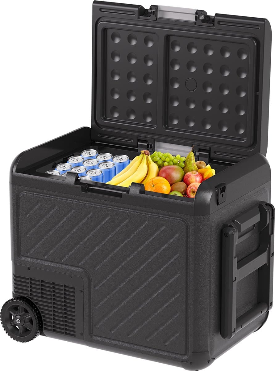 Auronic Elektrische Koelbox - Compressor - Met Wielen - 12V 230 Volt - Camping Koelkast - Auto - 50L - Frigobox - Zwart/Grijs